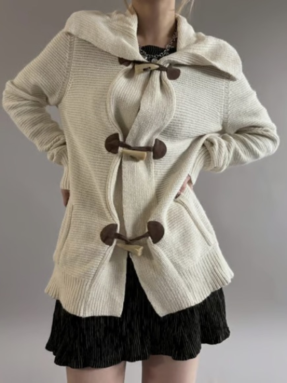 LAUREN Ralph Lauren /// Women’s Knit Cream Toggle Cardigan - Size Large